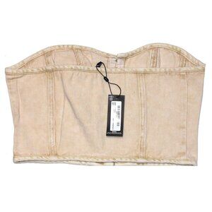 Washed Stone Denim Hook & Eye Structured Corset Top Size 6
